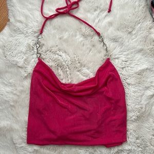 Hot pink fashion nova cowl neck halter top